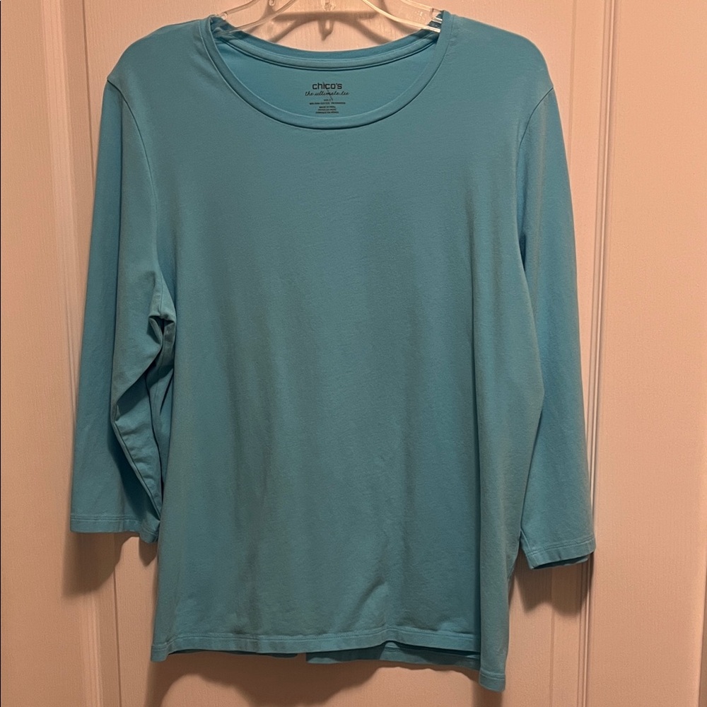 Chico's Blue Long Sleeve The Ultimate Tee